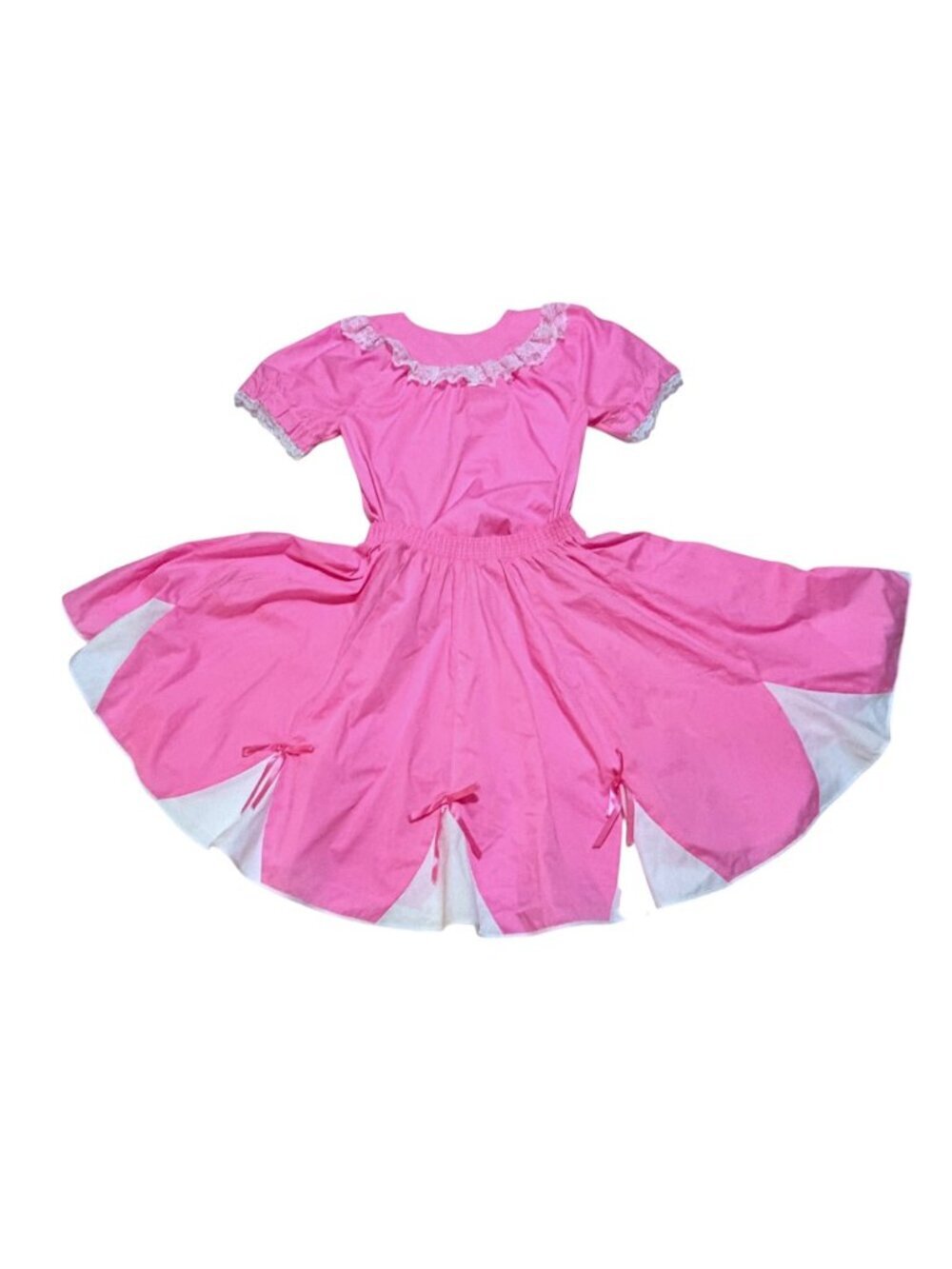 Vintage Malco Modes Bubble Gum PInk Circle Skirt Peasant Top Set L Rockabilly